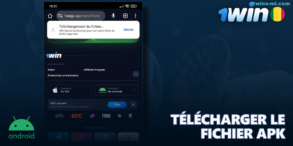 Le processus de téléchargement de l'application 1Win sur votre téléphone