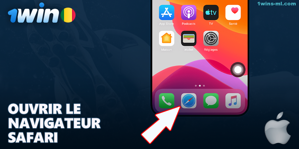 Ouvrir le navigateur sur l'iPhone pour aller sur 1Win