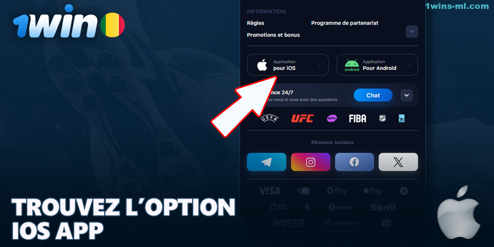 Trouver la cachette iOS sur 1Win
