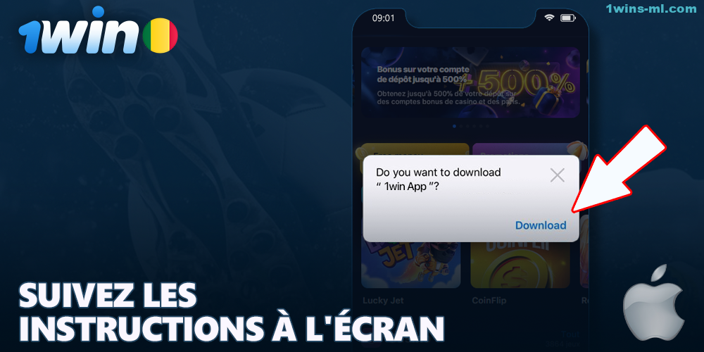 Confirmer le téléchargement de l'application 1Win