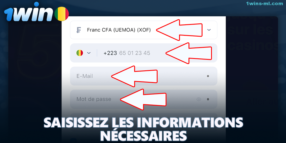 remplir le formulaire d'inscription sur 1Win