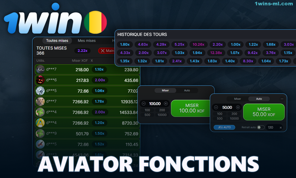 Fonctionnalité du jeu Aviator sur 1Win ML