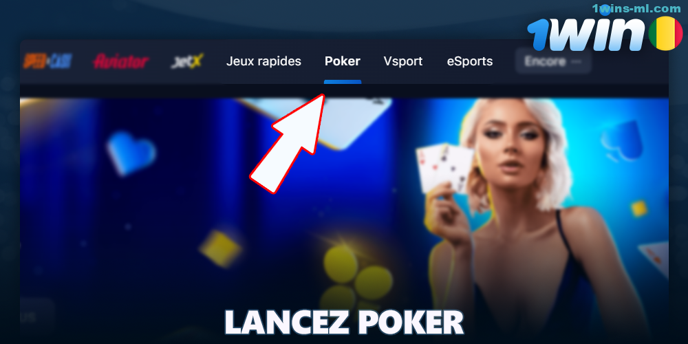 Ouvrez la page poker sur 1win