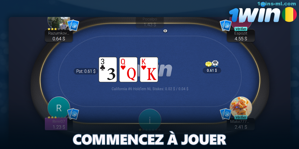 Placez un pari et commencez à jouer au poker avec 1Win