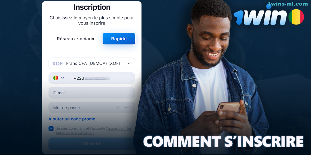 Enregistrement d'un compte dans l'application 1Win