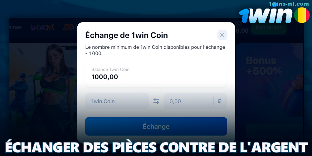 Échangez des pièces 1win contre de l'argent réel